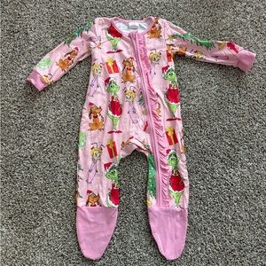 Charming Pink Grinch Kids Footie Pajamas 6-12months